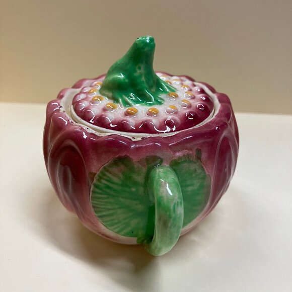 Vtg Carlton Ware 3" Sugar Bowl Lotus Water Lily Pad with Frog on Lid - Picture 3 of 5